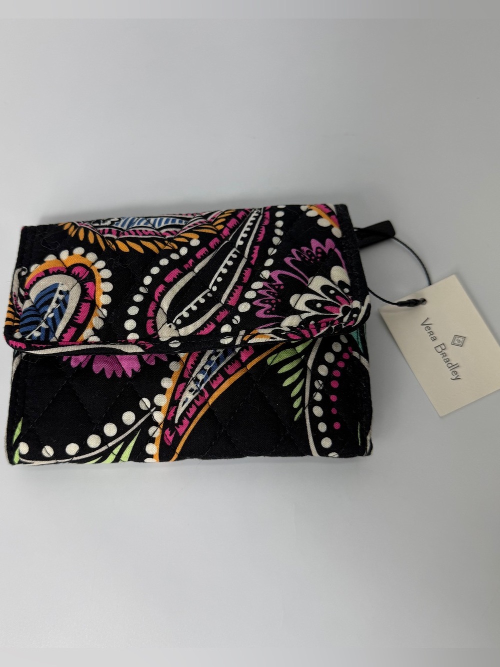 Vera Bradley Euro Wallet Bandana Swirl Paisley Trifold Quilted New